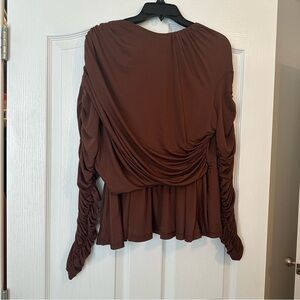 Eloquii Chocolate Brown Draped Blouse